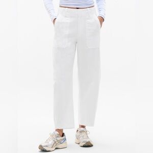 Athleta Skyline High-Rise White Barrel-Leg Pants